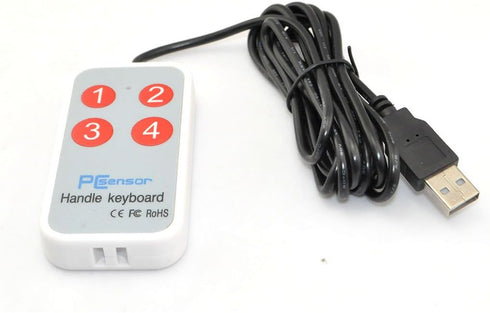 iKKEGOL 1.8Meter USB Durable Game Handle Mini Button Keyboard, 4 Keys Switch for Game Laptop (White)