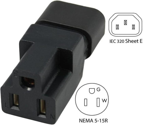 Dracaena 10 Pack IEC320 C14 Male to Nema 5-15R PDU USA UPS Extension Power Plug Adapter