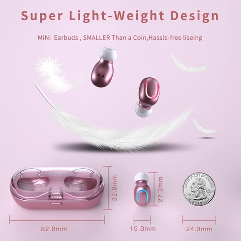 True Wireless Earbuds for Small Ears, Bluetooth Headphones, 48h Playtime, IPX7 Waterproof Sport Headphones in-Ear, with