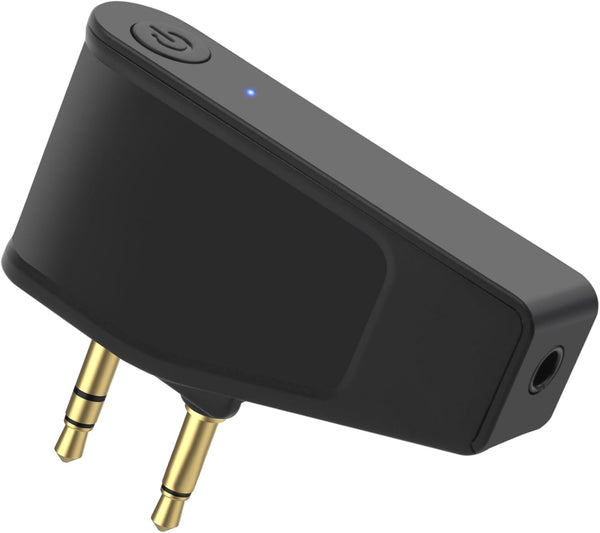Bluetooth 5.3 Adapter for Wireless/Wired Headphones, 2 in 1 Airplane Bluetooth Adapter with 3.5mm Aux Jack, Compatible