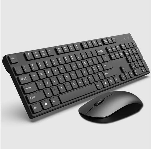 Ergonomic Wireless Keyboard and Mouse Combo, 2.4G Full Sized Keyboard with 12 Short-Cut Keys and Quiet Click Mouse