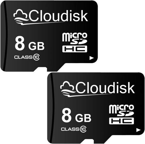 Cloudisk Pack of 2 Micro SD Card 8GB Flash Memory Card Micro SDHC