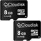 Cloudisk Pack of 2 Micro SD Card 8GB Flash Memory Card Micro SDHC