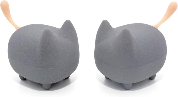 2Pack TWS Portable Bluetooth Speakers, Mini Wireless Speakers with Clarity Stereo, Built-in Mic, Cute Pet (Grey)