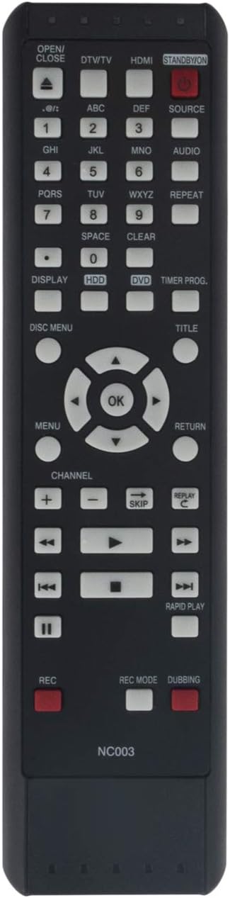 NC003UD NC003 Replace Remote Control for Magnavox HDD DVD Recorder DVDR Player, Fits Multiple Models
