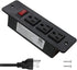 Recessed Power Strip, Countertop Grommet Desk Mountable Power Strip, Black Outlets for Cabinet Sofa Shelf, UL/ETL