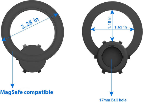 RECO 360 17mm/0.67inch Phone Magnetic Ball Mount Adapter Compatible with MagSafe, Degree Rotate Mout Fit All Ball Joint