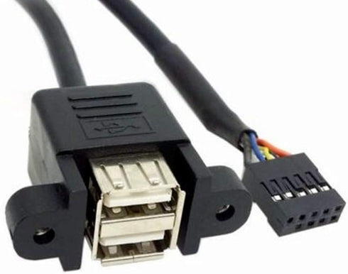 ANRANK 50cm Dual USB 2.0 Type A Female to Motherboard 9Pin Header Cable Adapter with Screw Panel for Computer, Tablet,