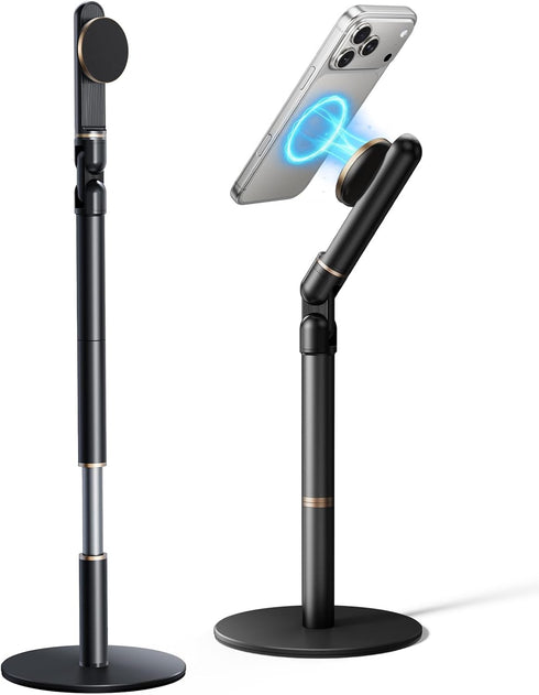 WISFISSH 10"-25" Desk,720Rotatable+180 360 Height/Angle Adjustable Magnetic Phone Holder, Retractable Desk Phone Stand
