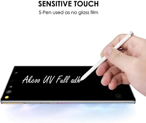 Galaxy Note 10 Plus Tempered Glass Screen Protector - UV Set 3 Pack, Scratch Repair, Fingerprint-ID Compatible