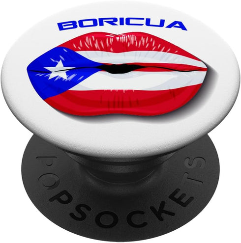 Boricua Kiss Puerto Rico Flag Lips Design PopSockets Swappable PopGrip