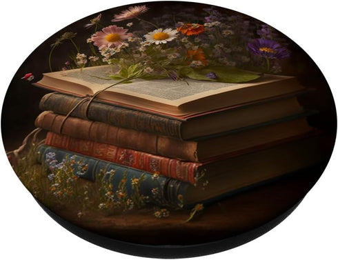 Librarian Flowery Book Lover Bookish Floral Aesthetic PopSockets Standard PopGrip