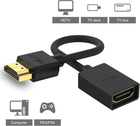 VCE 2-Pack HDMI Male to Female Swivel Adapter, Gold Plated Converter for Google Chrome Cast, Roku Streaming Stick