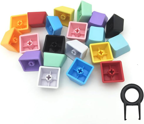 OEM Profile Blank Keycaps PBT Rainbow Mixed Colors 1U R4 Keycap for MX switches Mechanical Keyboard (Mixed colors, 20pcs) by Elacgap