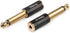 Disino 1/4" Mono to 1/8" Stereo Adapter, Gold-Plated 6.35mm TS Male Jack to 3.5mm TRS Female Adapter - Black, 1 Pack
