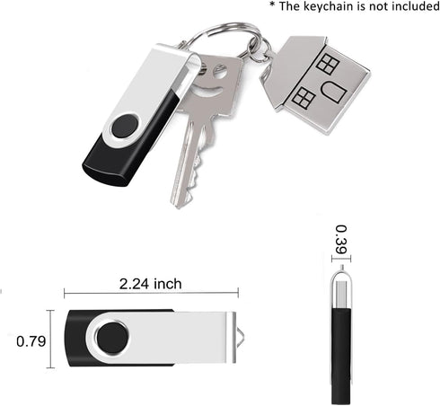 EASTBULL 3Pack 1GB 2.0 1GB) of USB Flash Drives USB Drive Swivel USB Drives Memory Stick Metal Pen Drive (Black