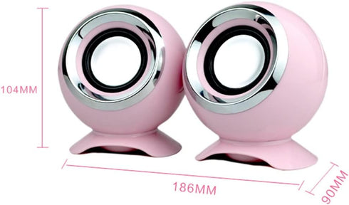 USB Speakers, Mini Wired Computer Speaker, Powered Multimedia Stereo Sound with 3.5mm Audio Jack (Pink)