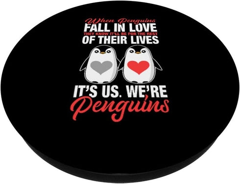 Penguins Falling In Love PopSockets PopGrip: Swappable Grip for Phones & Tablets - Penguin Lovers