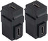 Qaoquda USB C Keystone Jack Inserts, 90 Degree USB 3.1 Type-C Female to Female Keystone Insert Adapters (2 Pack) - Black