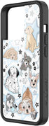Wildflower Cases Puppy Party Case for Apple iPhone 13 Pro | Trendy Blue, Dogs, White, Protective Black Bumper, 4ft Drop