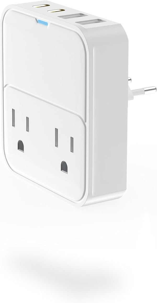 VHBW European Travel Plug Adapter, 20W USB C Power Adapter Fast Charger with 2 AC Outlets