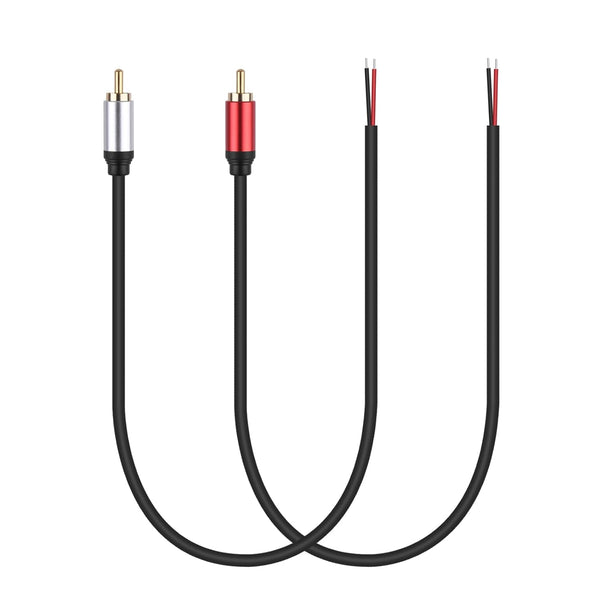 2Packs Speaker Wire RCA Audio Male Plug Jack Connector Adapter to Bare Wire for Amplifier, Receiver, Speakers