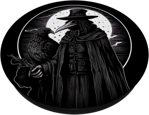 PopSockets Standard PopGrip Black Crow Death Plague Doctor Occult Aesthetic Raven