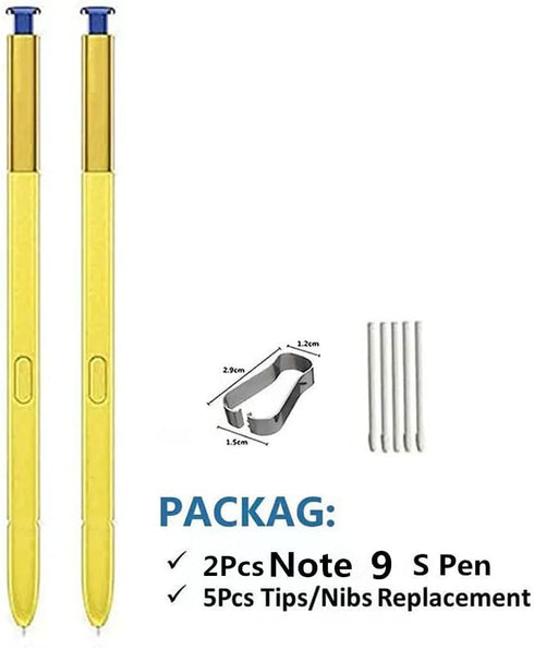 2Pcs Note 9 S Pen Replacement for Samsung Galaxy Note 9 N960, Bluetooth Stylus Touch S Pen, Blue/Yellow