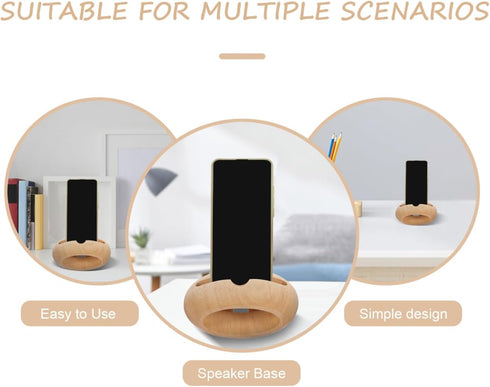 Hemobllo 4.33X3.54X1.57In Wooden Cell Phone Holder Sound Amplifying Smartphone Stand Desktop Bracket for Music Reading