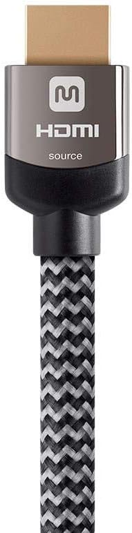 Monoprice 4K Braided High Speed HDMI Cable, 20 Feet, CL3 In Wall Rated, Active, Gray