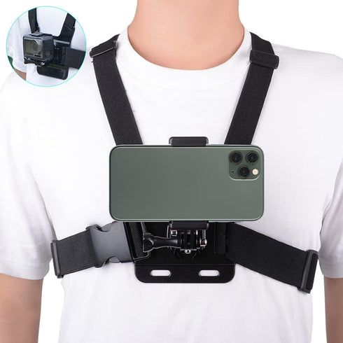 Mobile Phone Chest Mount Strap Holder, Anti-Slide Strap Mount for Phone 360 Degree Rotary for Video Recording Camera