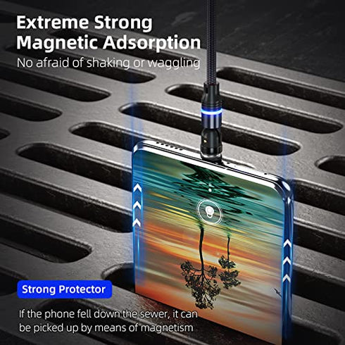 Magnetic Charging Cable 5-Pack (1.6/3.3/3.3/6.6/6.6FT) - 360° & 180° Rotating USB Magnetic Cable, Nylon-Braided