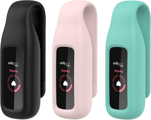 FitTurn Clip for Fitbit Luxe, Soft Silicone Strap Replacement Accessories for Luxe Clip Case (Black, Pink, Teal)