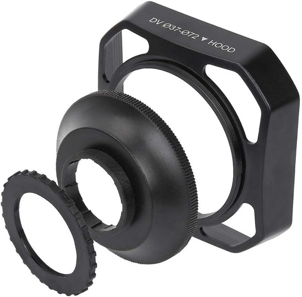 Camera Lens Hoods Set - 72mm Lens Hood, 37mm / 72mm DV Camera Lens Hood, Sun Shade, Reduces Lens Glare, Blocks Excess