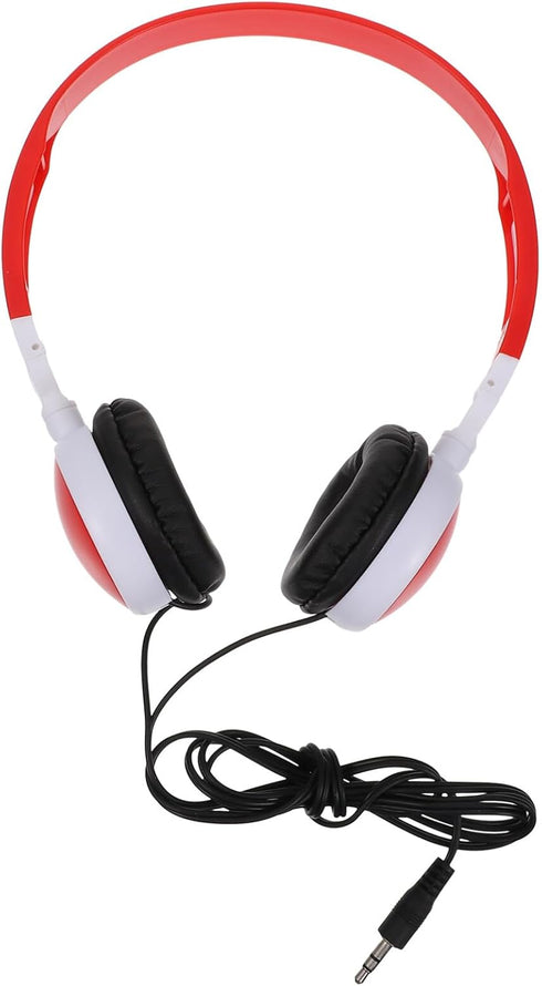 Stereo Headphones Wired, 1pc Red Foldable Earphones for Laptop, Head-Mounted Earmuffs for Boys Girls Travel