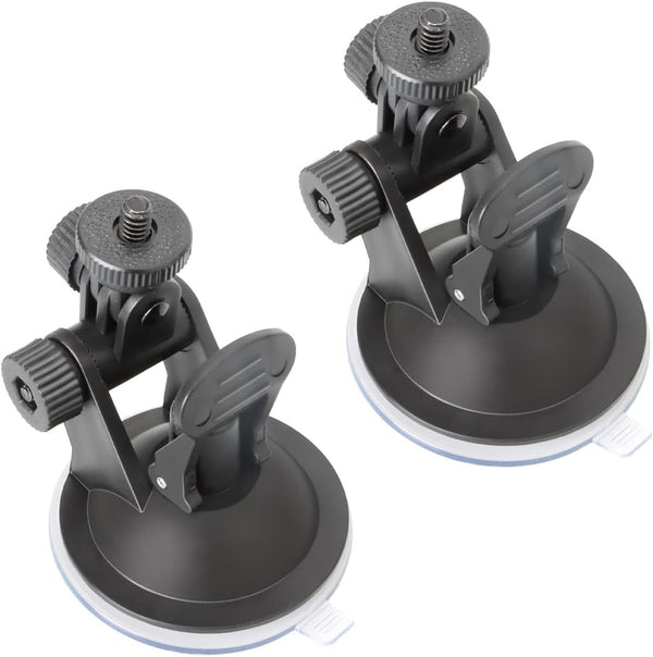 2 Pack Dash Cam Suction Cup Mount with 1/4 Screw Thread for Car Dashcam, GPS, Action Camcorder