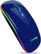 Wireless Bluetooth Mouse for Laptop - Rechargeable 2.4G USB Optical Mouse, LED Slim Dual Mode (Dark Blue)