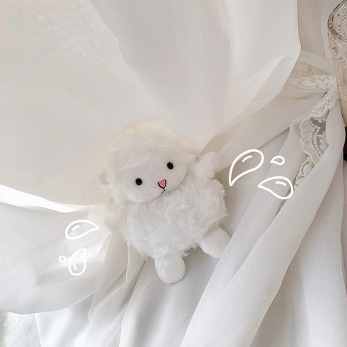 Yatchen Cute 3D Cartoon Fur Sheep Design Plush Case Compatible with AirPods 1&2, Funny Cover with Keychain