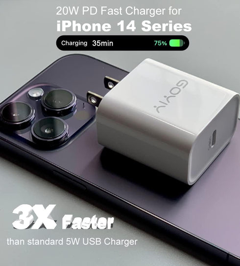 20W USB C Charger Block, USB C Wall Charger, iPhone 15 Charger, USB C Power Adapter Compatible with iPhone, iPad Pro/Mini, MageSafe Charger, Android Phone-White