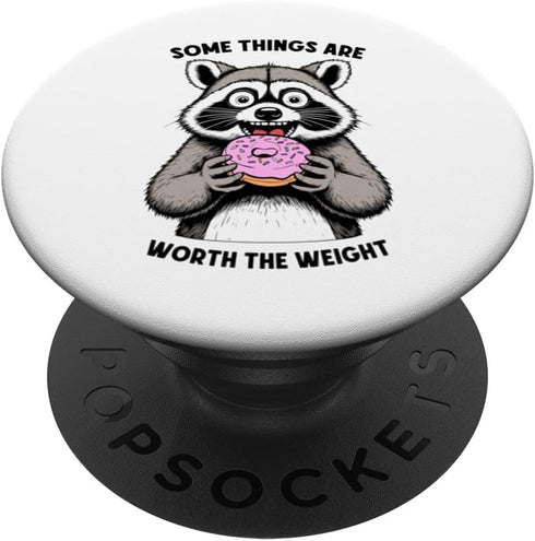 Donut Lover Raccoon Funny Pink Doughnut Sprinkles PopSockets Standard Donuts PopGrip