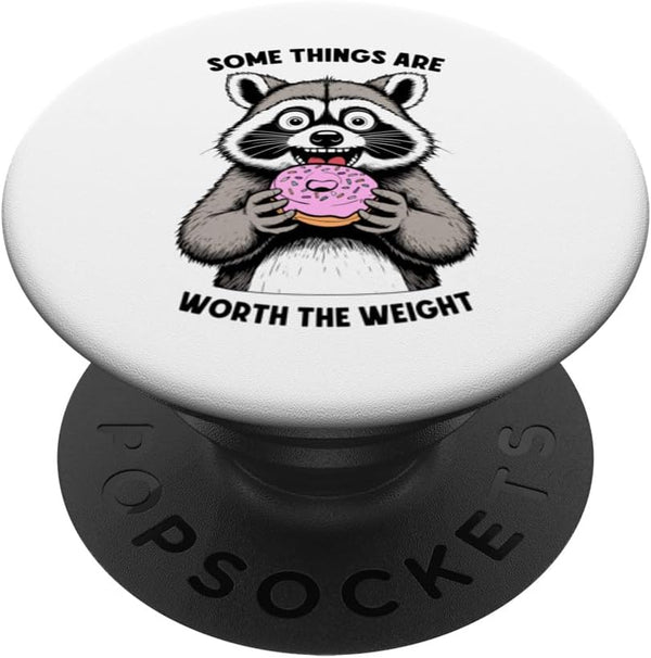 Donut Lover Raccoon Funny Pink Doughnut Sprinkles PopSockets Standard Donuts PopGrip