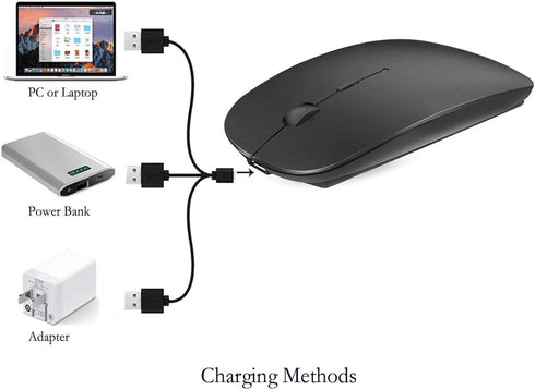 KLO Rechargeable Bluetooth Mouse for MacBook, Air, Pro, iPad, Wireless Mouse for Laptop, Notebook, PC (Black)