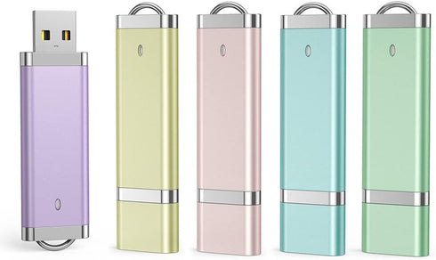 Aiibe 2GB 2G 5 Pack 2.0 2GB (5 USB Flash Drive USB Memory Stick Thumb Drives Mixed Colors: Blue Green Yellow Pink
