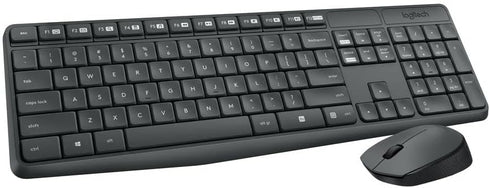 Logitech MK235 Wireless Keyboard and Mouse Combo, USB Receiver, 15 FN Keys, Long Battery Life for Windows, PC