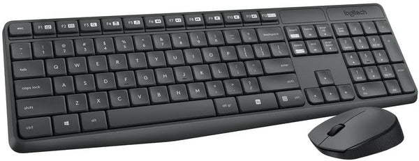 Logitech MK235 Wireless Keyboard and Mouse Combo, USB Receiver, 15 FN Keys, Long Battery Life for Windows, PC