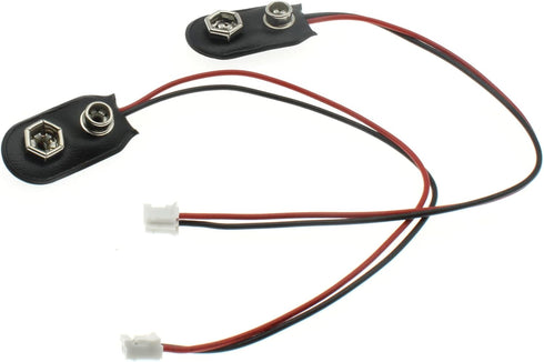 9V Battery Clip Connector 2PCS I-Type 9 Volt Battery Clip 9V Battery Snap to 2-Pin PH2.0 Connector Flexible Buckle Plastic Housing (15CM)