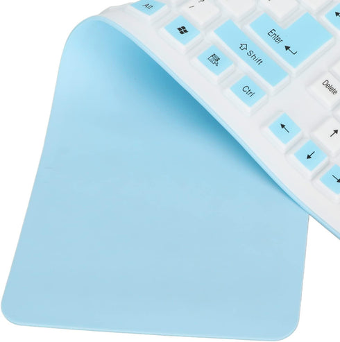 GOWENIC Foldable Silicone Keyboard, 106 Keys Roll Up USB Wired Waterproof Silent Soft Keyboard for PC Laptop Notebook