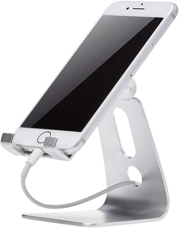 Amazon Basics Adjustable Aluminum Phone Stand for Cell Phones, iPhone and Android, Desktop Phone