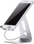 Amazon Basics Adjustable Aluminum Phone Stand for Cell Phones, iPhone and Android, Desktop Phone
