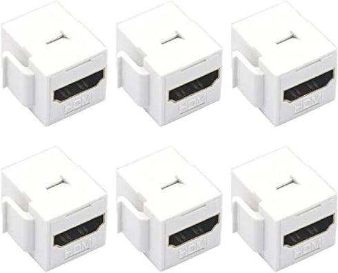 VCE 4K HDMI Keystone Jack 6-Pack, HDMI Female to Female Adapter Coupler for Keystone Wall Plate, White
